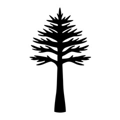 Obraz premium larch tree vector silhouette icon, black and white illustration of trees.