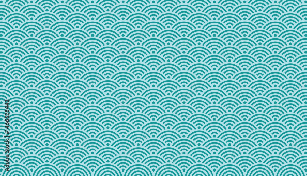 Fototapete japanese seamless wave pattern. green wave seamless pattern. repeating textures background. vector i