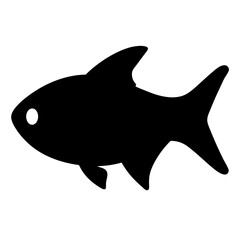lemon tetra fish vector silhouette icon, black and white illustration of fish.