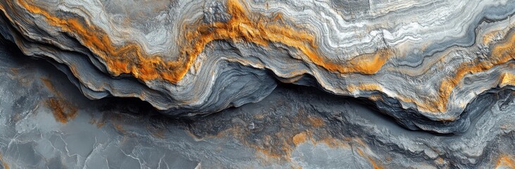Abstract Grey and Orange Rock Formation Texture