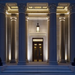 Obraz premium Grand architectural entrance at night
