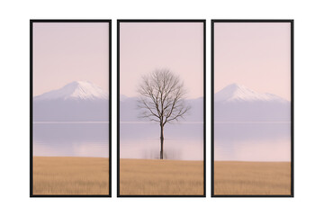 Tranquil Lakeside Mountain Photography Isolated on Transparent Background