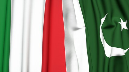 Flags of ITALY and PAKISTAN with realistic cloth texture