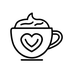 A cup with whipped cream and a heart design on the front.