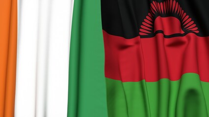 Obraz premium Flags of IVORY COAST and MALAWI with realistic cloth texture