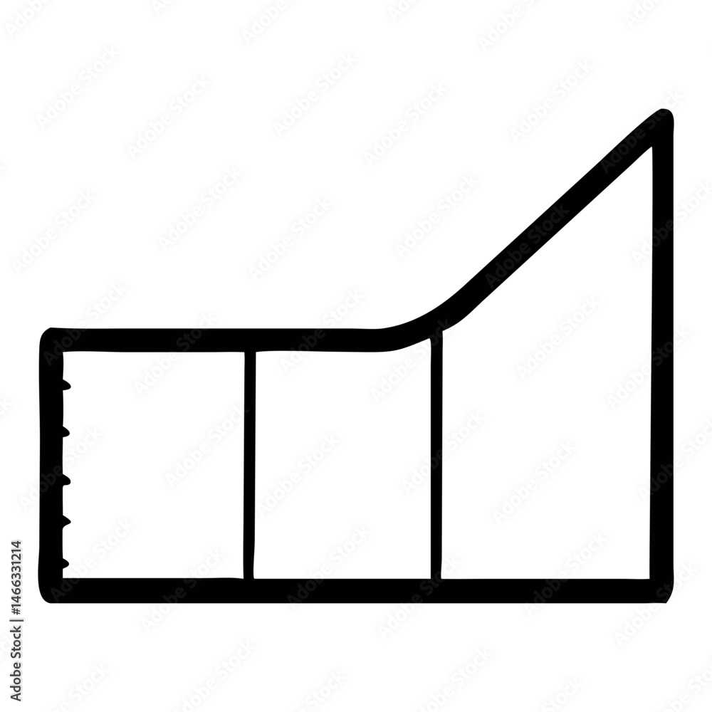 Poster illustration of a black outline ticket with three sections for events and admissions design concept 