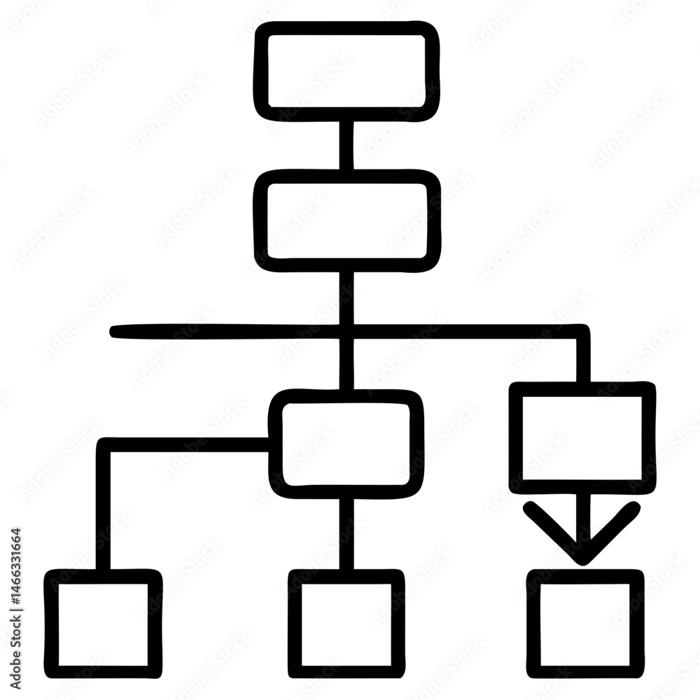 Aufkleber Flowchart diagram illustration for process mapping and workflow visualization and system architecture design isolated on transparent background