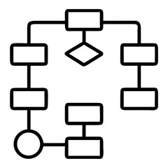 Flowchart diagram template for business process mapping and workflow optimization visualization tool design isolated on transparent background