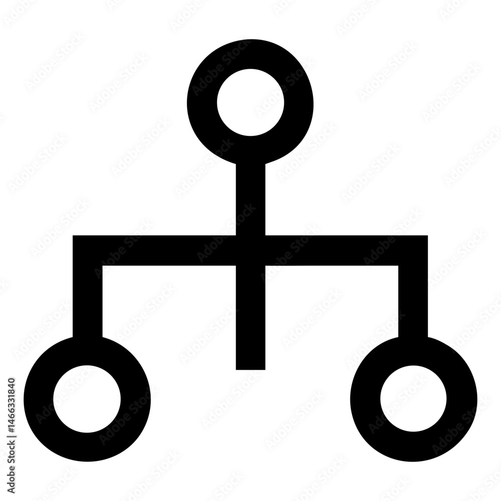 Aufkleber hierarchy diagram icon for organizational chart and data structure representation with circles and l