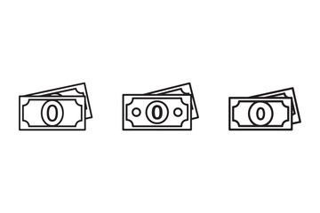 simple black outline banknote vector icon
