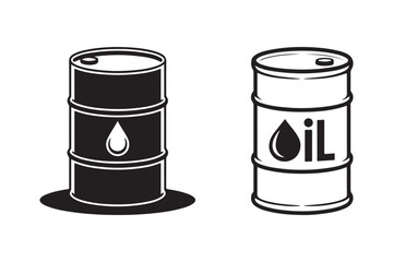 simple black outline oil barrel vector icon
