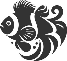 Vector silhouette of a clown fish black drawing