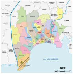 Administrative vector map of the southern French city of Nice