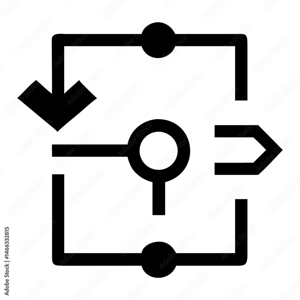 Poster schematic symbol for a flow control valve diagram engineering design technical drawing and blueprint