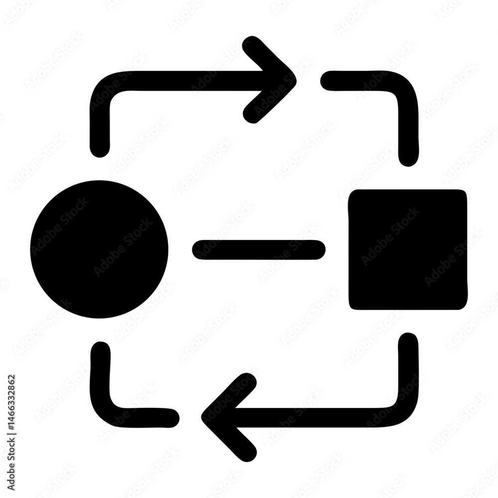 Poster workflow process diagram icon for business process management and automation solution design illustr
