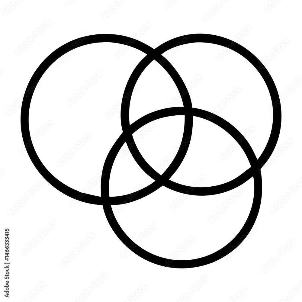 Poster venn diagram illustration of overlapping circles for sets and logical relationships in data analysis