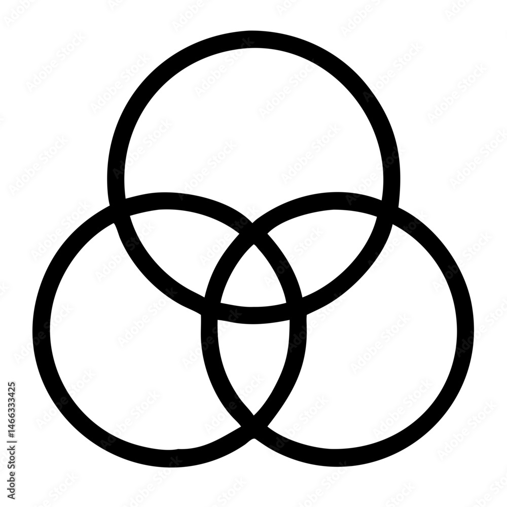 Poster overlapping circles venn diagram illustration graphic design concept for geometry and mathematics st