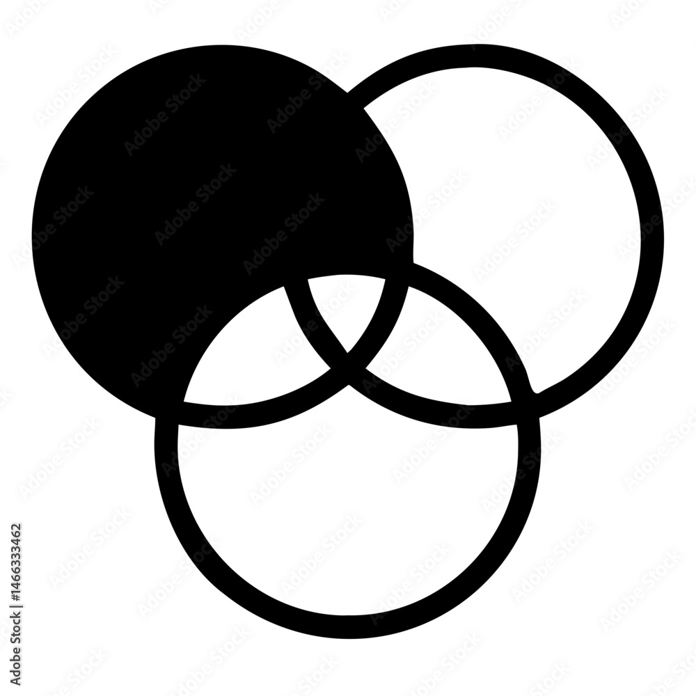 Poster venn diagram illustration of overlapping circles for data analysis and set theory representation des
