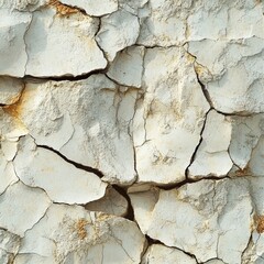 Fototapeta premium Close Up of Cracked Weathered Surface in Beige and Off White Tones