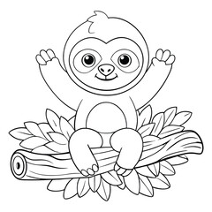 Obraz premium Sloth Doing Yoga on a Mossy Tree Branch
