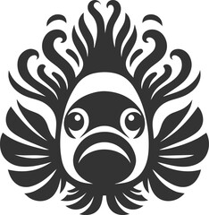 Vector silhouette of a clown fish black drawing