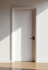 Modern interior mockup with blank wall and doorway in minimalistic design