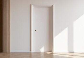 Modern interior mockup with blank wall and doorway in minimalistic design