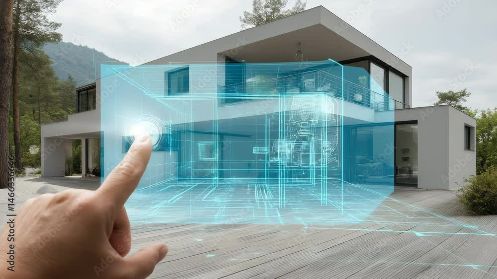 Poster exploring smart home technology advancements in modern architecture design