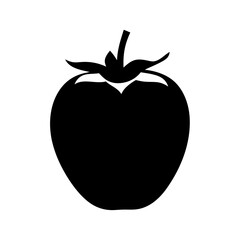 persimmon vector silhouette icon, black and white illustration of fruits.
