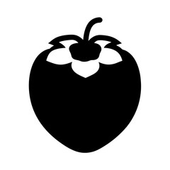 persimmon vector silhouette icon, black and white illustration of fruits.