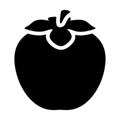 persimmon vector silhouette icon, black and white illustration of fruits.