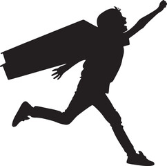 Superhero Kid Running Silhouette | Energetic Child with Cape | Playful Adventure Motion