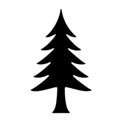 pine tree vector silhouette icon, black and white illustration of trees.