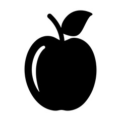 plum vector silhouette icon, black and white illustration of fruits.