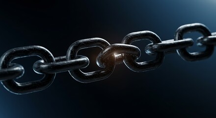 Obraz premium Detailed Close-Up of a Metallic Chain with Dramatic Lighting and Texture