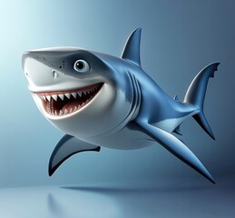 Obraz premium A cartoon shark with its mouth wide open and teeth showing