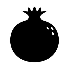 pomegranate vector silhouette icon, black and white illustration of fruits.