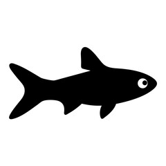 Obraz premium rasbora fish vector silhouette icon, black and white illustration of fish.