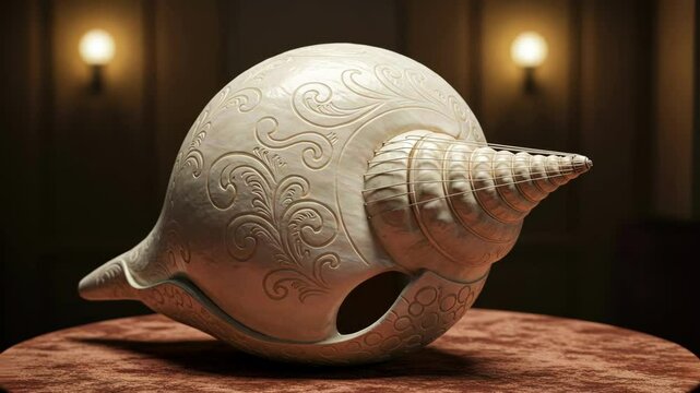 Elaborate shankha conch shell, religious artifact