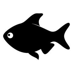 Obraz premium rummy nose tetra fish vector silhouette icon, black and white illustration of fish.