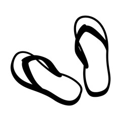 sandals vector silhouette icon, black and white illustration of footwear.