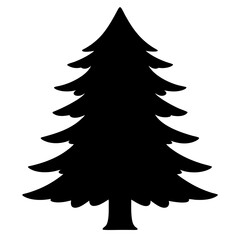 spruce tree vector silhouette icon, black and white illustration of trees.