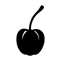 surinam cherry vector silhouette icon, black and white illustration of fruits.