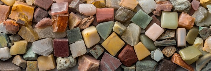 Assorted colorful stones in various shapes and sizes