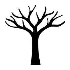 teak tree vector silhouette icon, black and white illustration of trees.
