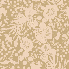 Flowers feminine watercolor seamless pattern with wildflowers.hand drawn, not AI