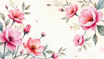Delicate watercolor floral pattern, soft pastel shades, decor, feminine