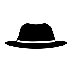 trilby vector silhouette icon, black and white illustration of footwear.