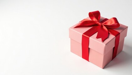 Elegant red ribbon tied gift boxes on white background, luxury, wallpaper