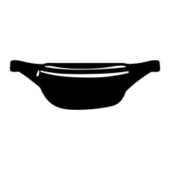 waist bags fanny packs vector silhouette icon, black and white illustration of footwear.